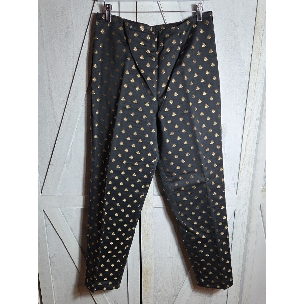 Steven Stolman Black And Gold Embroidered Bees Dress Pants Size 14